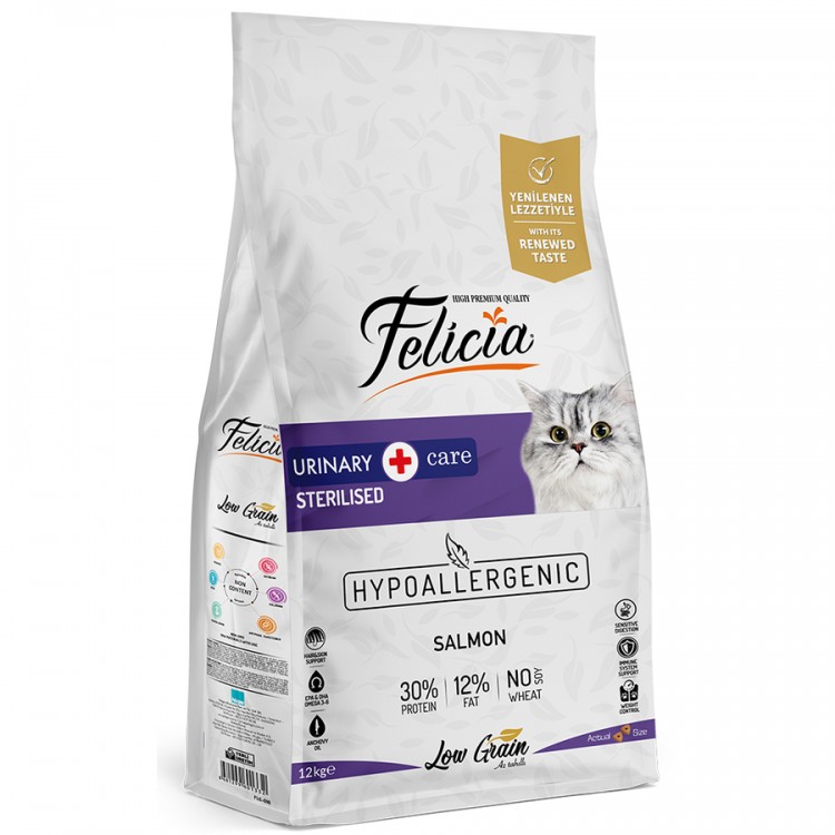 Felicia Sterilised Somonlu Az Tahıllı HypoAllergenic (Kısır) Kedi Maması 12 kg